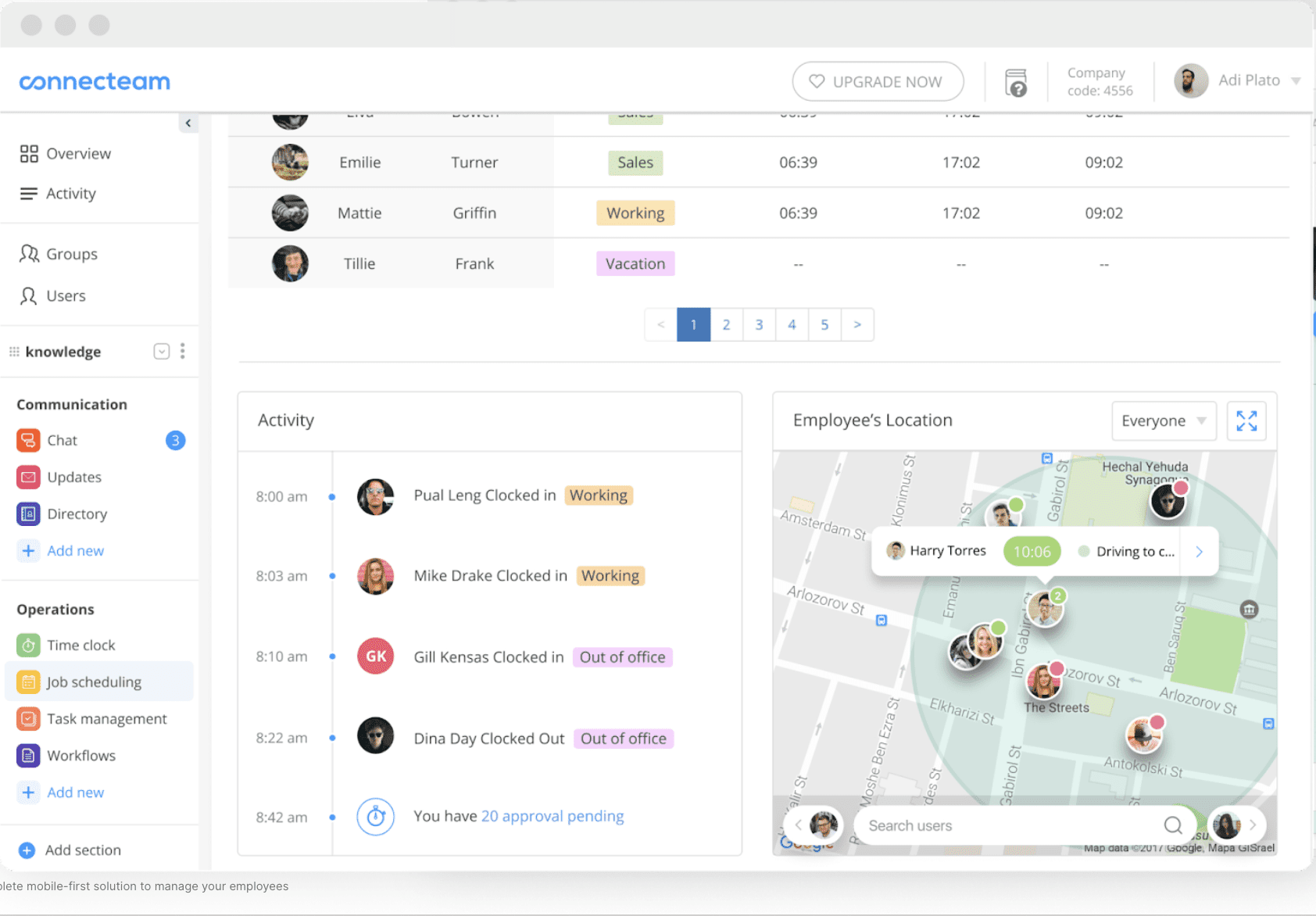 Connecteam review - timeclock for employees with GPS tracking