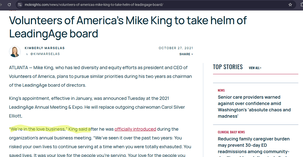 homelessness services for veterans Mike King takes position at Leadingage